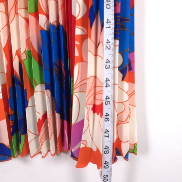 NWT Sam Edelman Women’s Midi Dress Retro Floral Plisse Bright Colorful LARGE - Picture 7 of 12